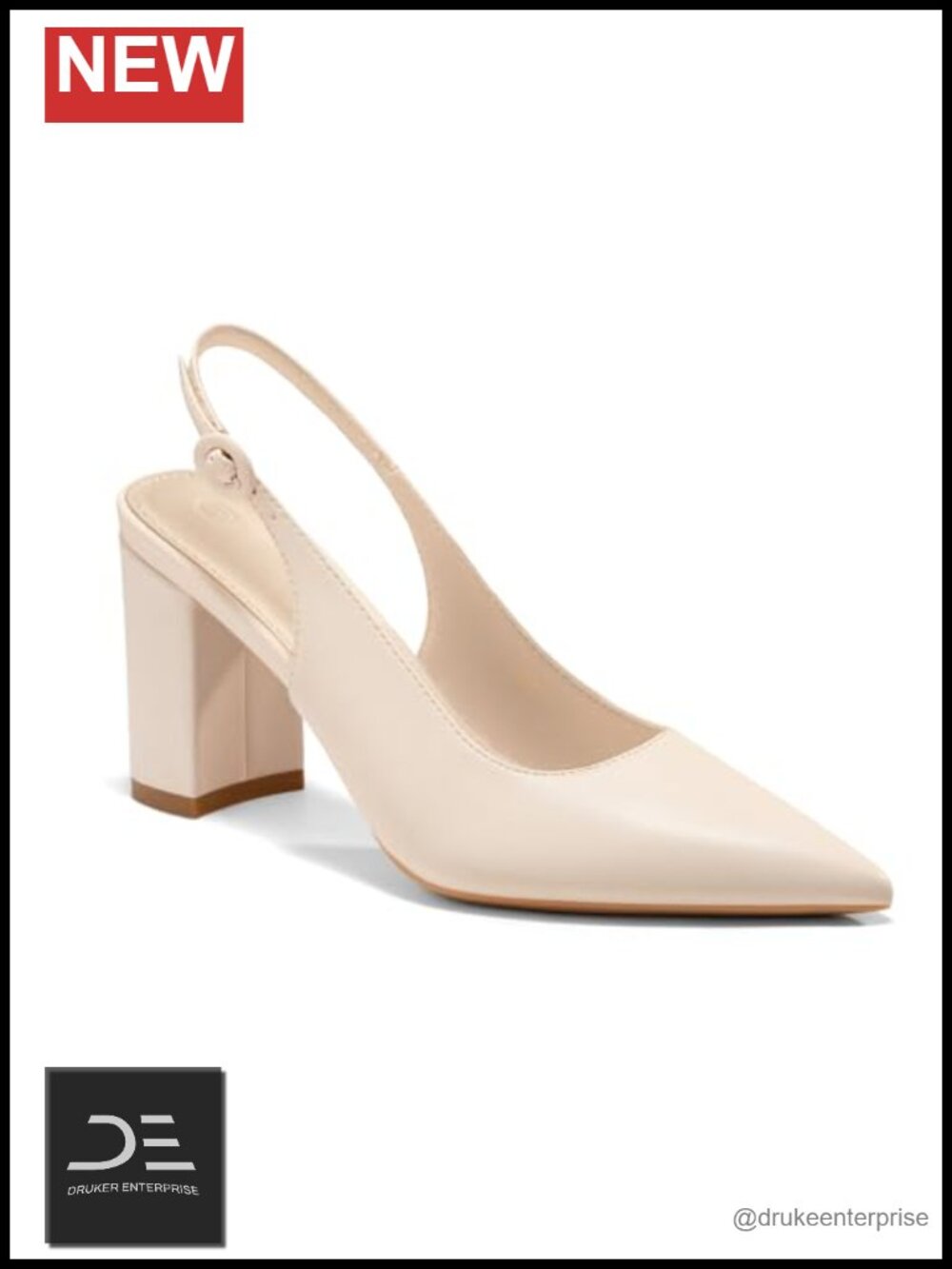 Pointed Toe Block Heel Pumps Slingback Chunky Heel Slip On Work Party Dress